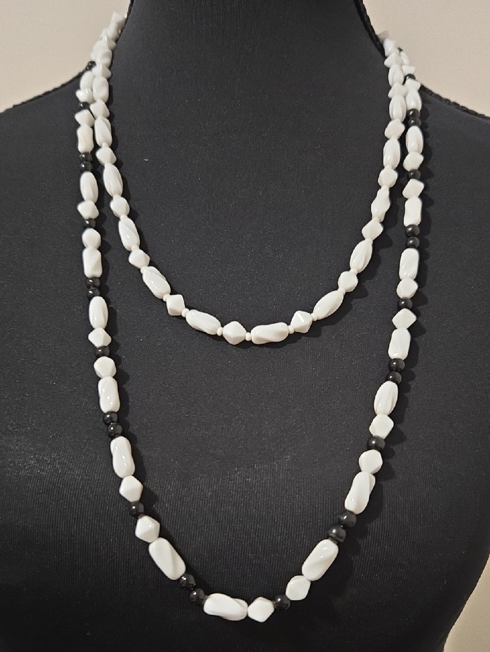 VTG Czech Milk Glass Bead Necklaces- Rare!